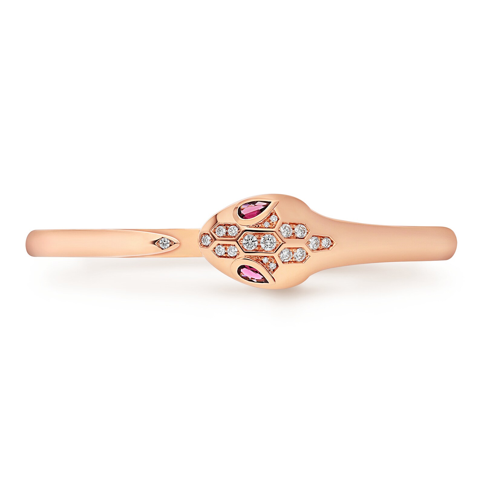 Bvlgari Jewelry 18k Rose Gold 0.30cttw Pave Diamond and Rubellite Serpenti Bracelet Size Medium