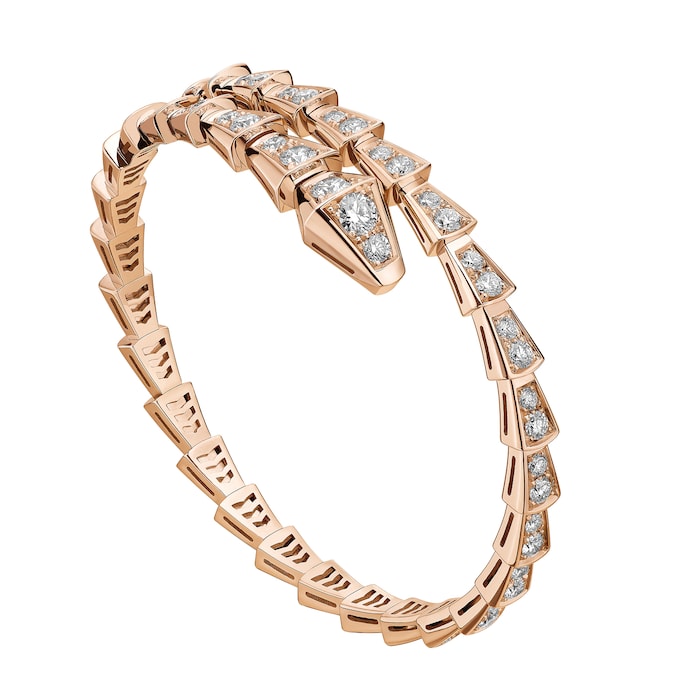 Bvlgari Jewelry 18k Rose Gold Serpenti 3.04cttw Diamond Bracelet 17cm