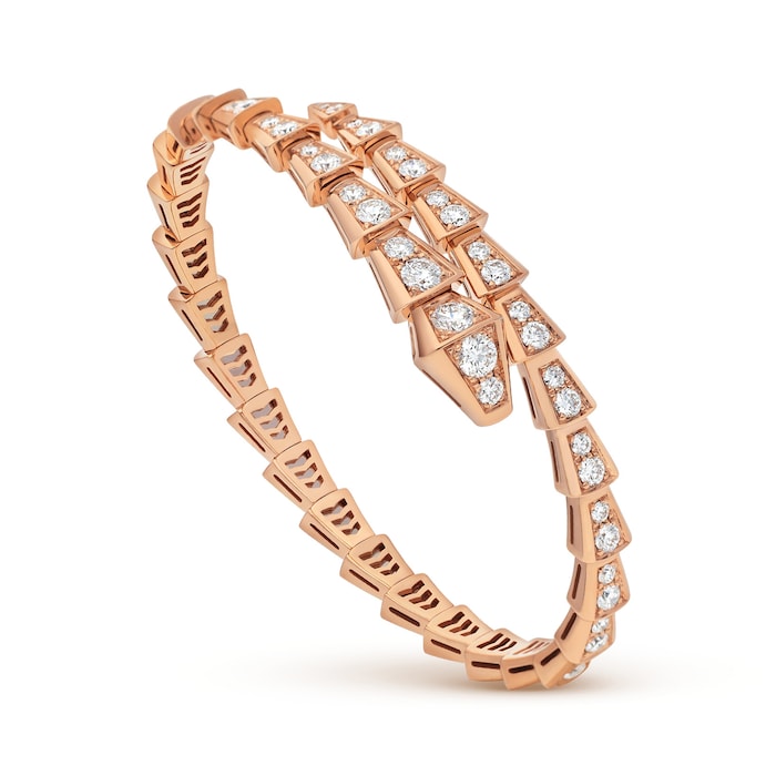 Bvlgari Jewelry 18k Rose Gold Serpenti 3.04cttw Diamond Bracelet 17cm