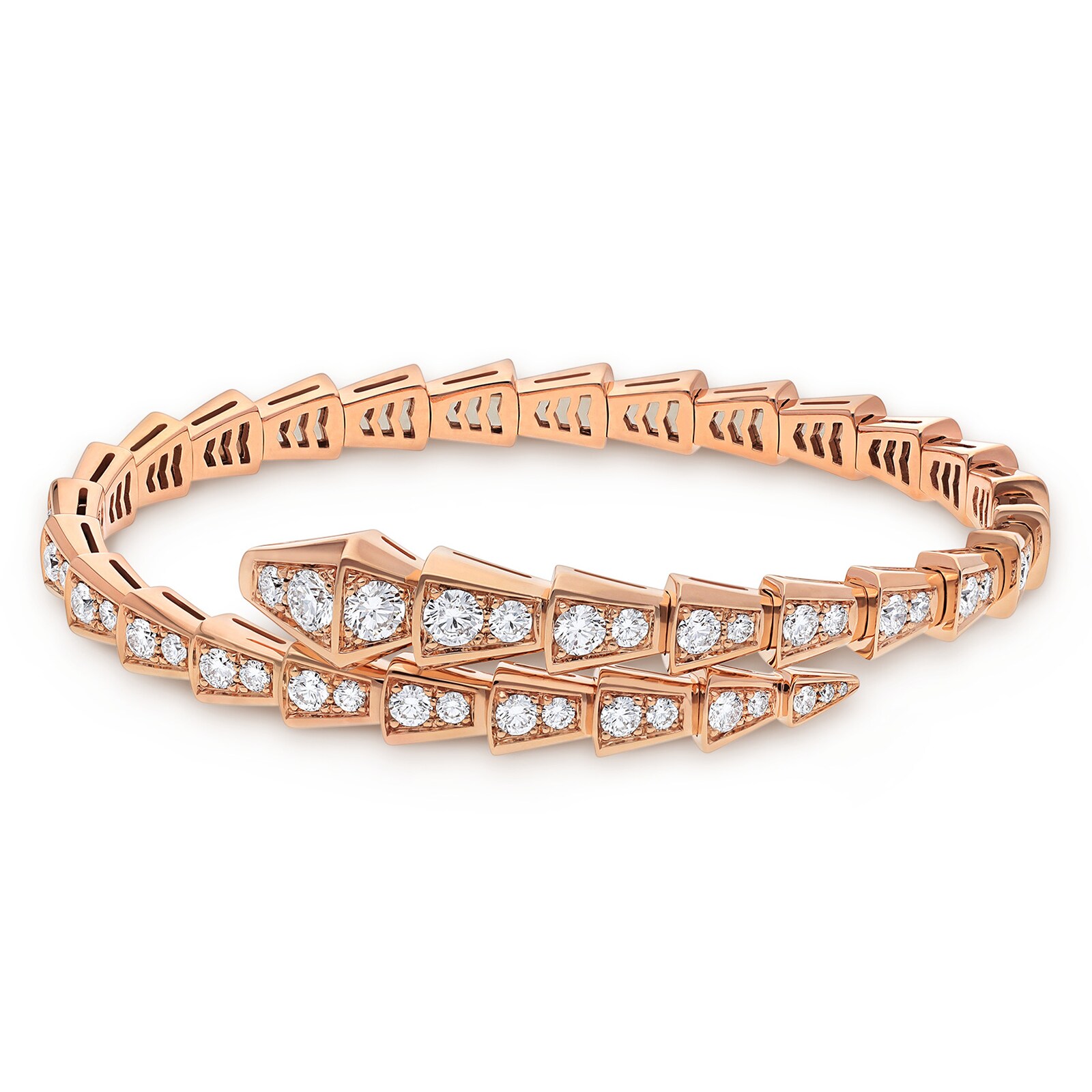 Bvlgari Jewelry 18k Rose Gold Serpenti 3.04cttw Diamond Bracelet 17cm