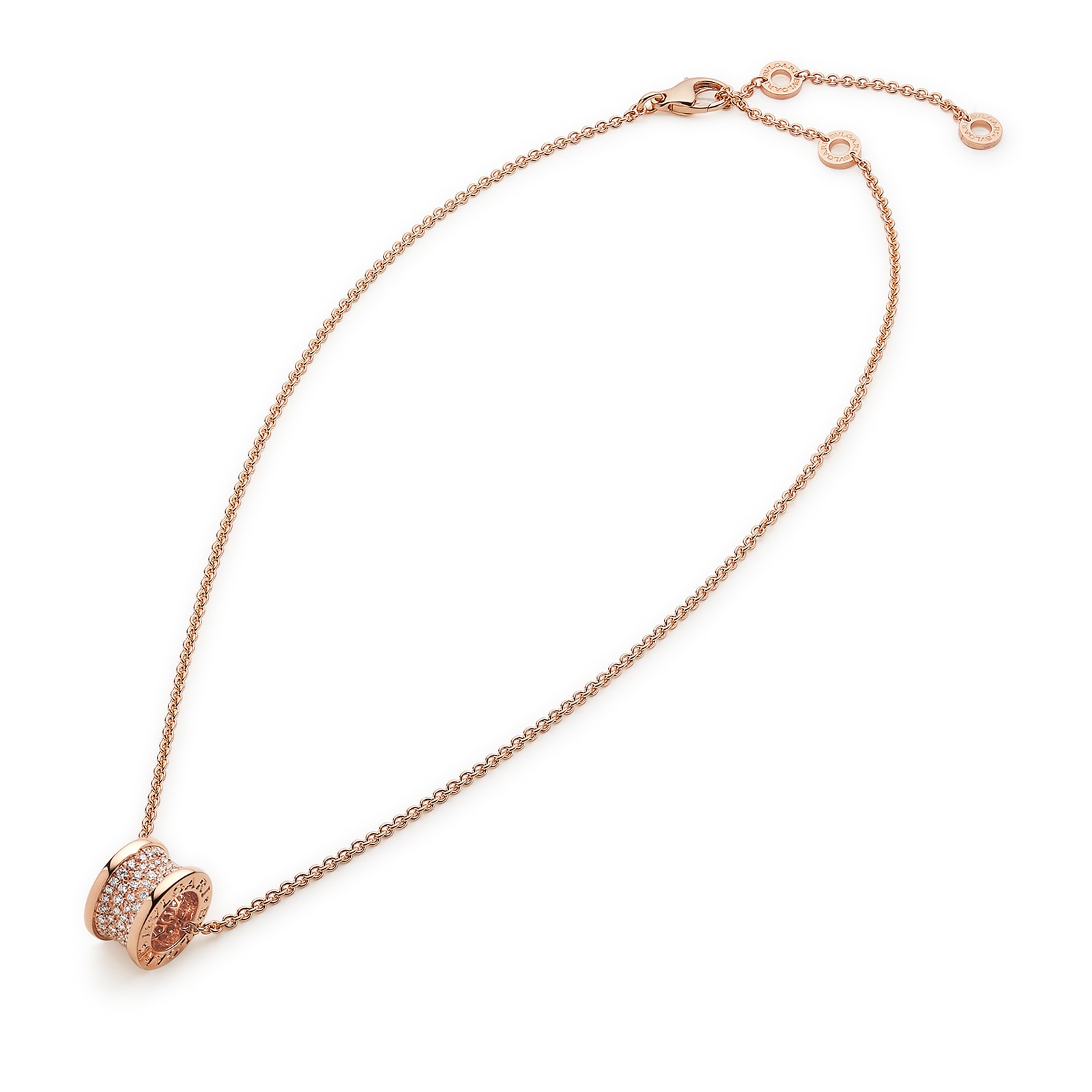 BVLGARI JEWELRY 18k Rose Gold B.ZERO1 0.94cttw Pave Diamond Pendant