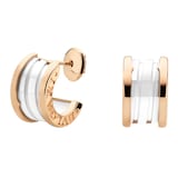 Bvlgari Jewelry 18k Rose Gold B.ZERO1 White Ceramic Hoop Earrings