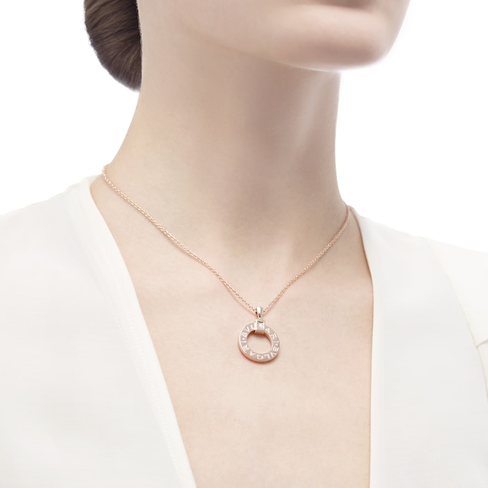 Bvlgari Jewelry 18k Rose Gold Bvlgari Bvlgari 0.07cttw Diamond Necklace 15-18 Inch