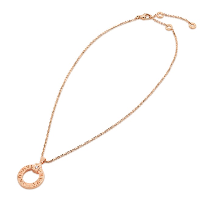 Bvlgari Jewelry 18k Rose Gold Bvlgari Bvlgari 0.07cttw Diamond Necklace 15-18 Inch