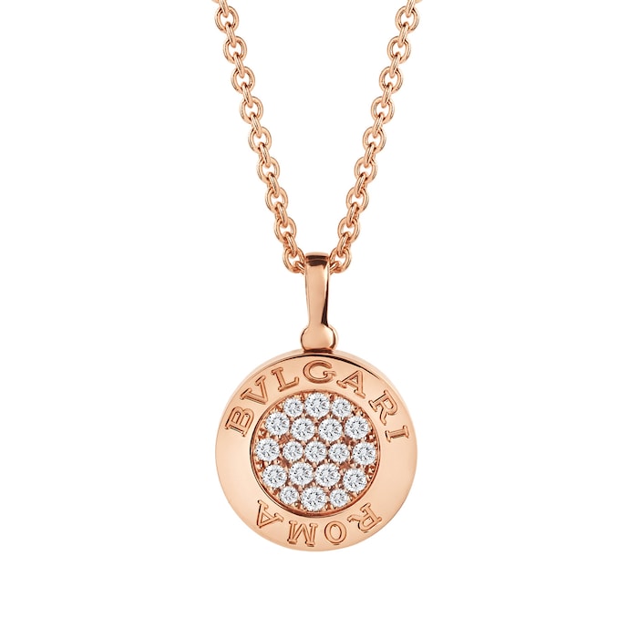 Bvlgari Jewelry 18k Rose Gold Bvlgari Bvlgari Diamond and Onyx Necklace 16-17"