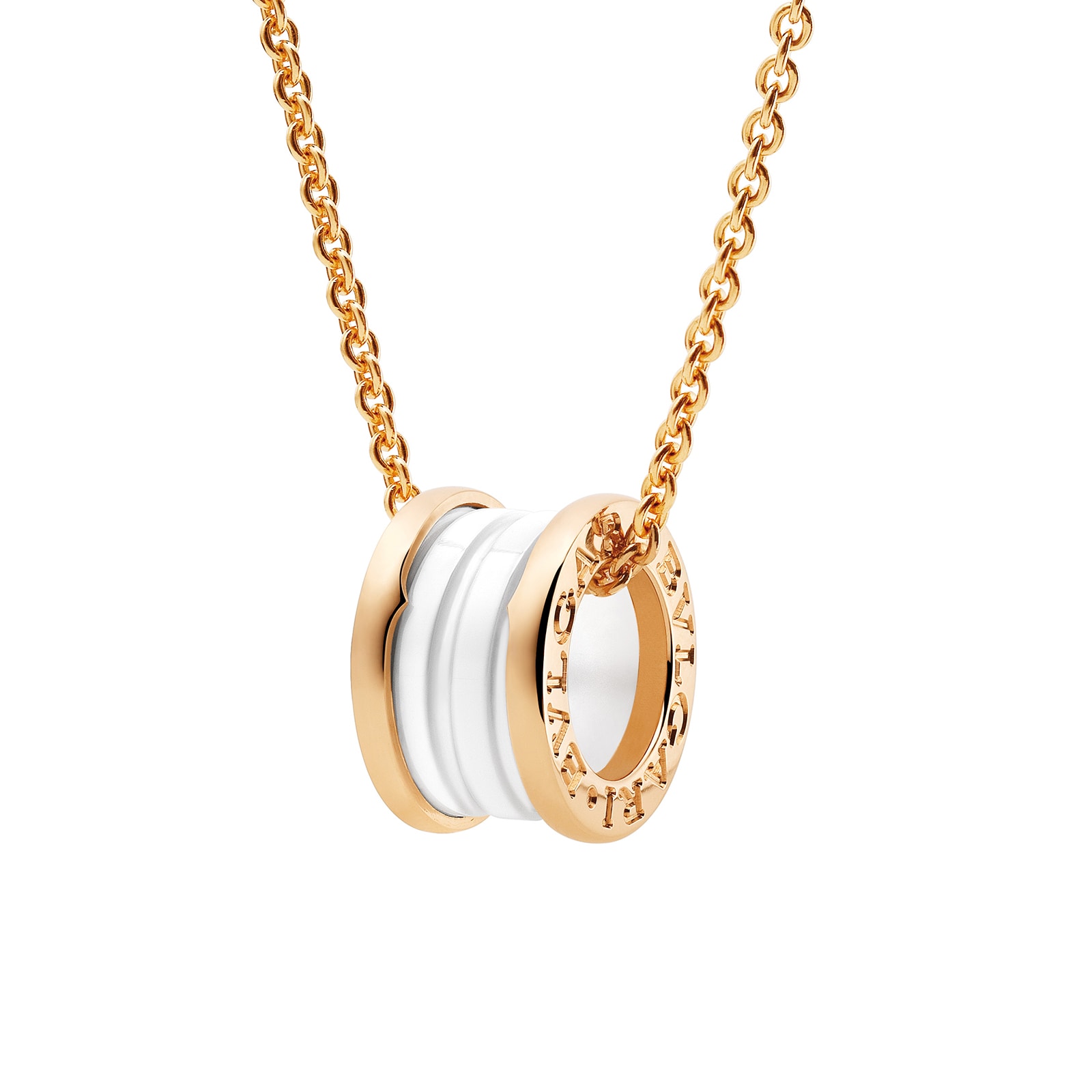 Bvlgari Jewelry 18K Rose Gold & White Ceramic B.zero1 Necklace