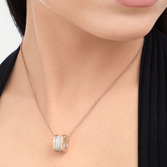Bvlgari Jewelry 18K Rose Gold & White Ceramic B.zero1 Necklace