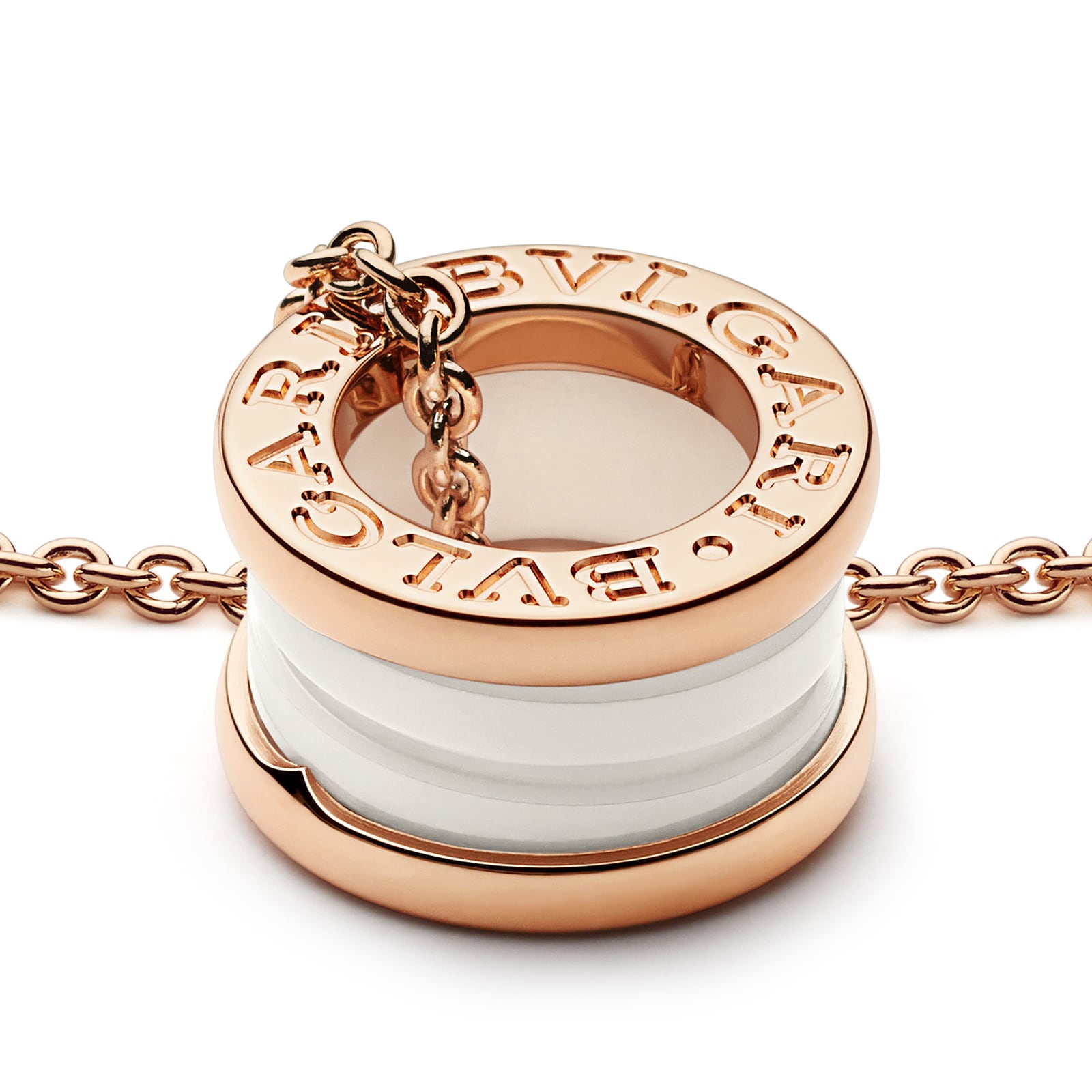 Bvlgari Jewelry 18K Rose Gold & White Ceramic B.zero1 Necklace