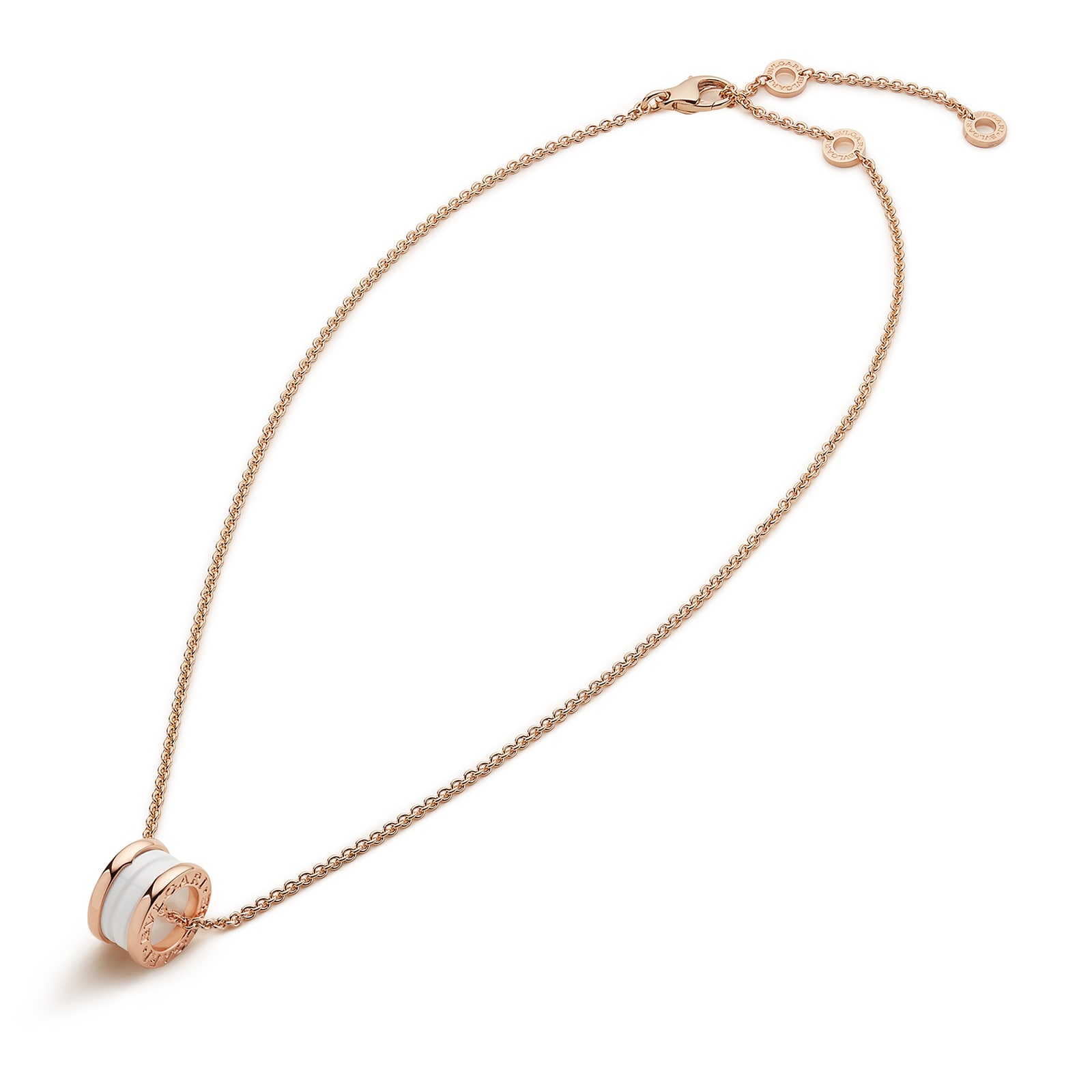 Bvlgari Jewelry 18K Rose Gold & White Ceramic B.zero1 Necklace