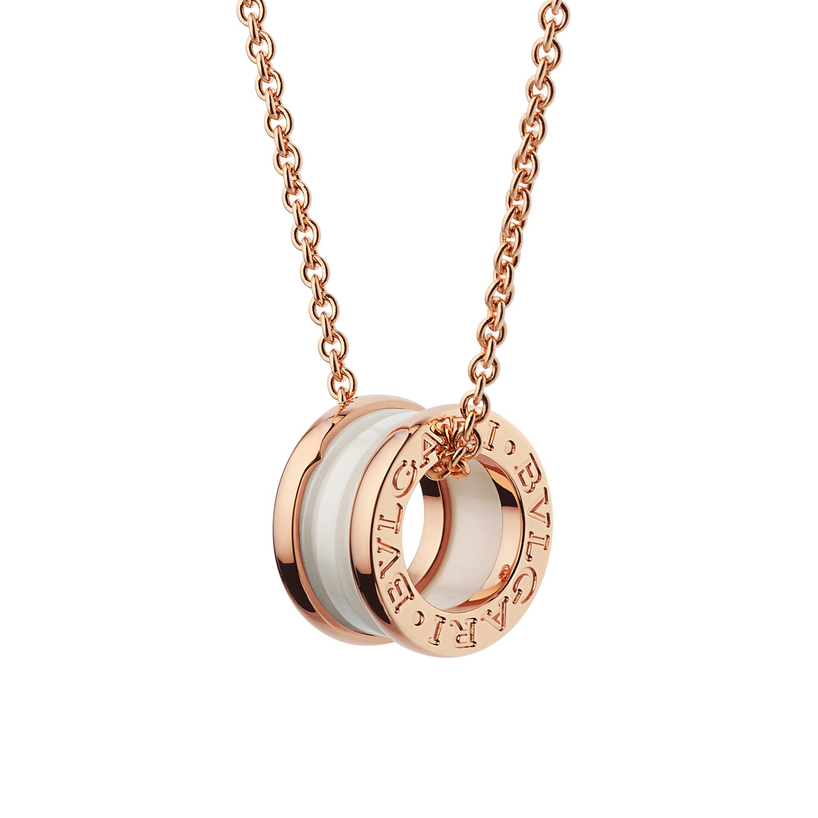 Bvlgari Jewelry 18K Rose Gold & White Ceramic B.zero1 Necklace