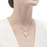 Bvlgari Jewelry 18k Rose Gold Serpenti 2.07cttw Diamond and Rubellite Necklace 16-17 Inch