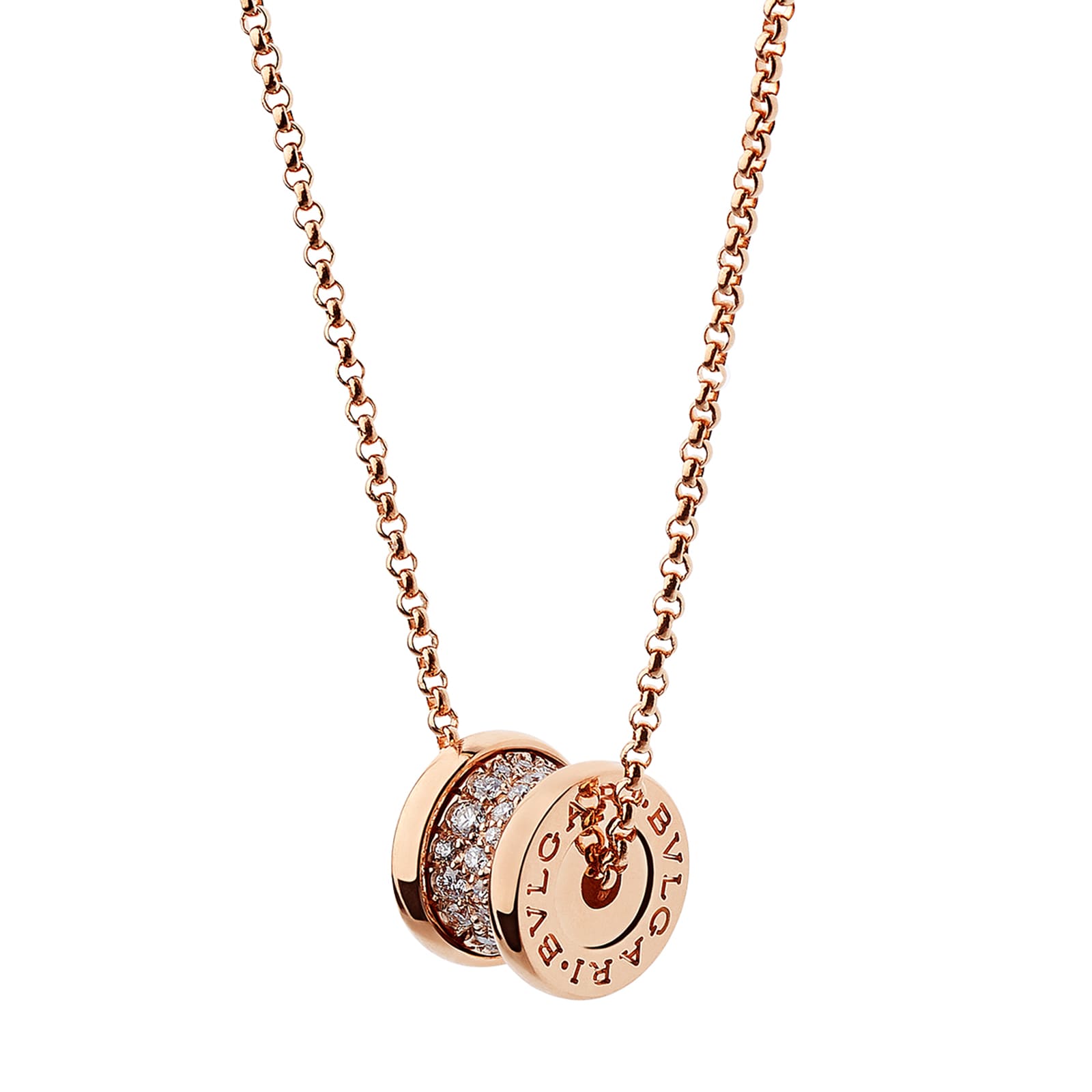 Bvlgari Jewelry 18k Rose Gold B.ZERO1 0.31cttw Diamond Necklace