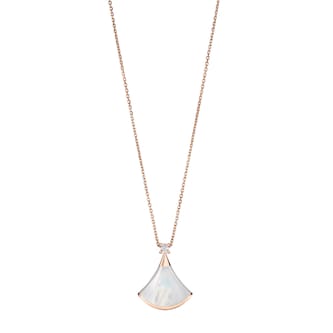 Bvlgari Jewelry 18k Rose Gold DIVAS' DREAM 0.03cttw Diamond and Mother of Pearl Necklace 16-17"