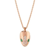 Bvlgari Jewelry 18k Rose Gold Serpenti 0.21cttw Diamond and Malachite Necklace - 16-17 Inch