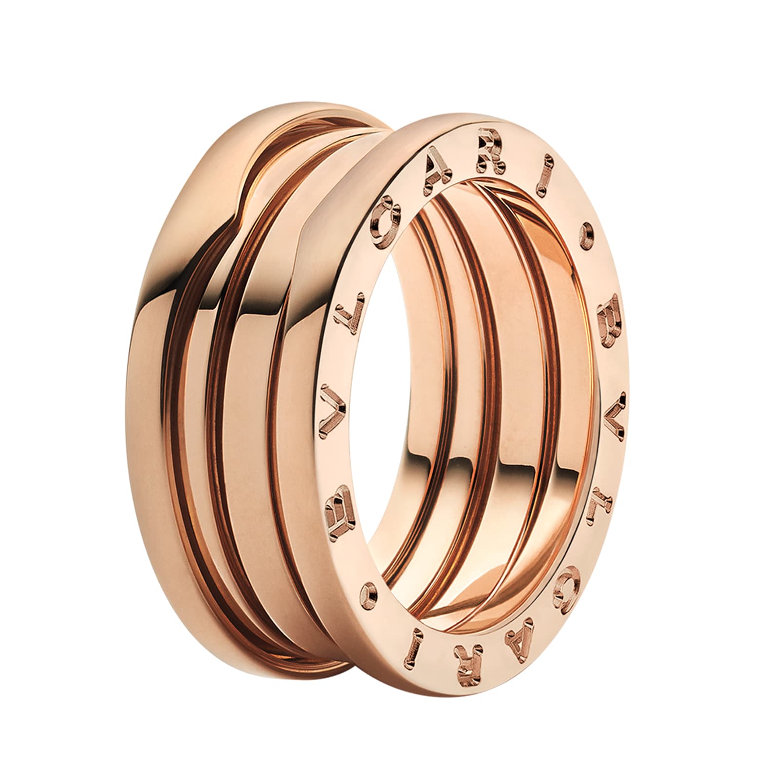 Bvlgari Jewelry 18k Rose Gold B.ZERO1 3 Band Ring - Size 6.5