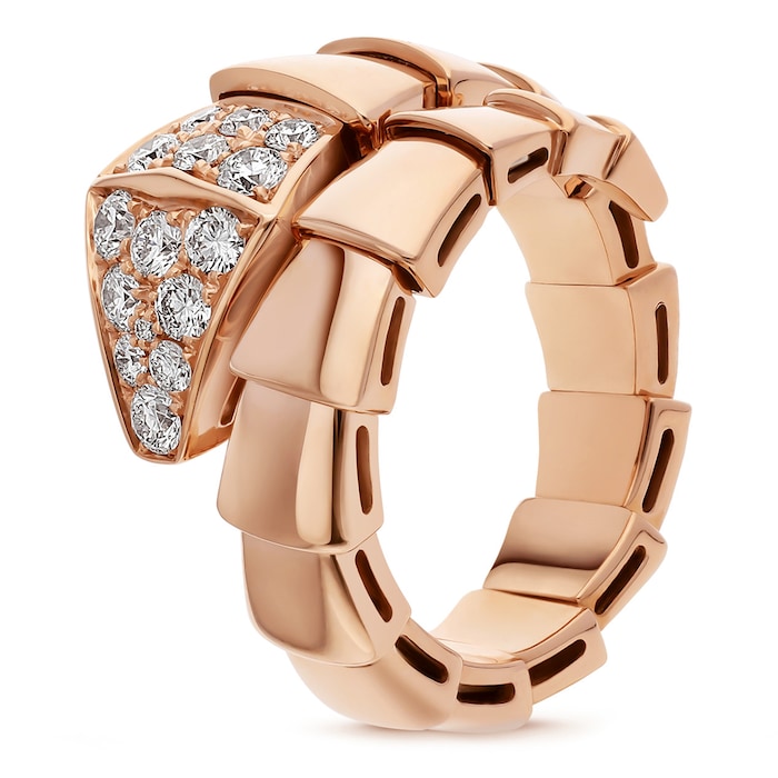 Bvlgari Jewelry 18k Rose Gold Serpenti Viper 0.56cttw Diamond Ring - Size Medium