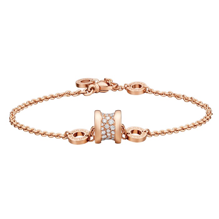 Bvlgari Jewelry 18k Rose Gold B.ZERO1 0.31cttw Pave Diamond Bracelet - Size S/M