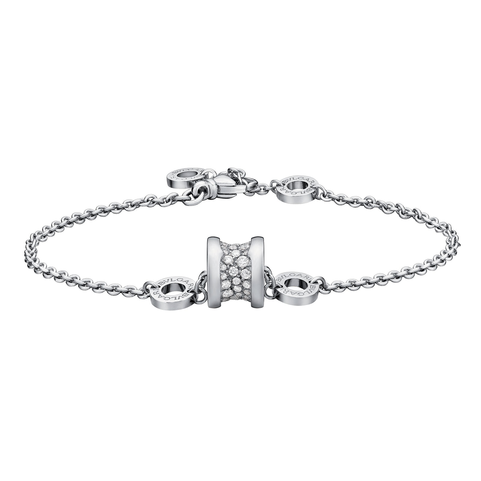 Bvlgari Jewelry 18k White Gold B.ZERO1 0.31cttw Pave Diamond Bracelet - Size S/M Bvlgari Jewelry 18k White Gold B.ZERO1 0.31cttw Pave Diamond Bracelet - Size S/M