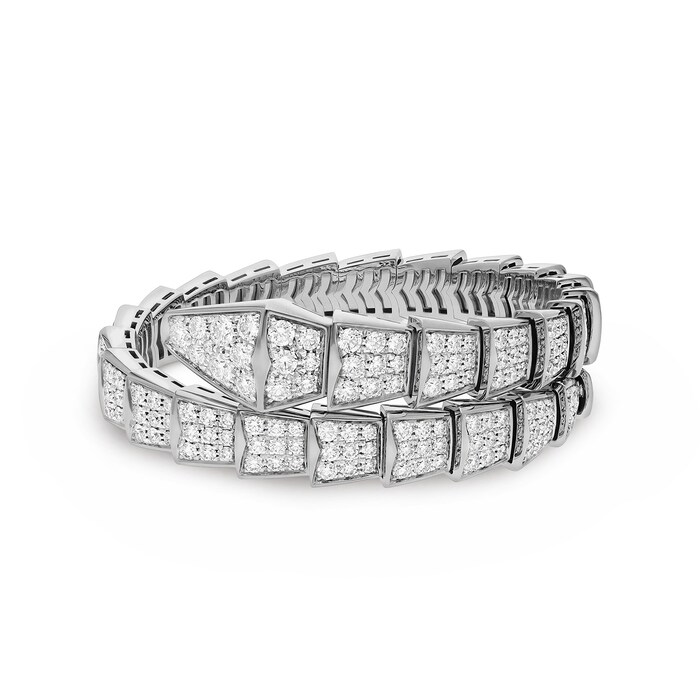 Bvlgari Jewelry 18k White Gold 9.30cttw Diamond Serpenti Medium Bracelet 17cm