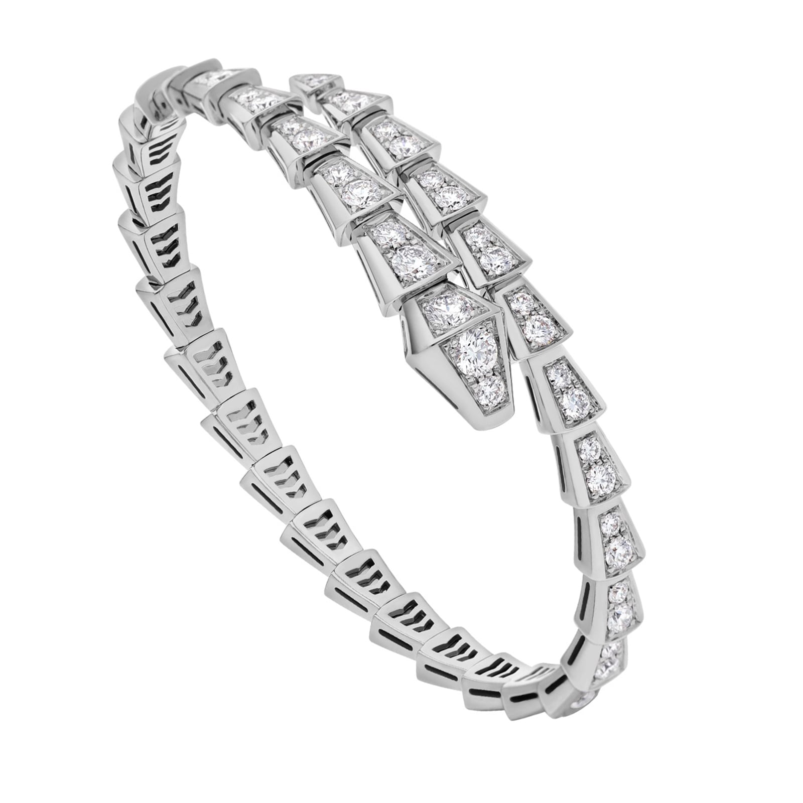 Bvlgari Jewelry 18k White Gold 3.04cttw Pave Diamond Serpenti Viper Slim Bracelet Size Medium Bvlgari Jewelry 18k White Gold 3.04cttw Pave Diamond Serpenti Viper Slim Bracelet Size Medium