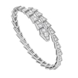 Bvlgari Jewelry 18k White Gold 3.04cttw Pave Diamond Serpenti Viper Slim Bracelet Size Medium