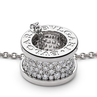 BVLGARI JEWELRY 18k White Gold B.ZERO1 0.91cttw Pave Diamond Pendant