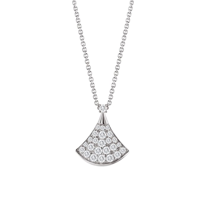 Bvlgari Jewelry 18k White Gold DIVAS' DREAM 0.47cttw Pave Diamond Necklace 16-17"