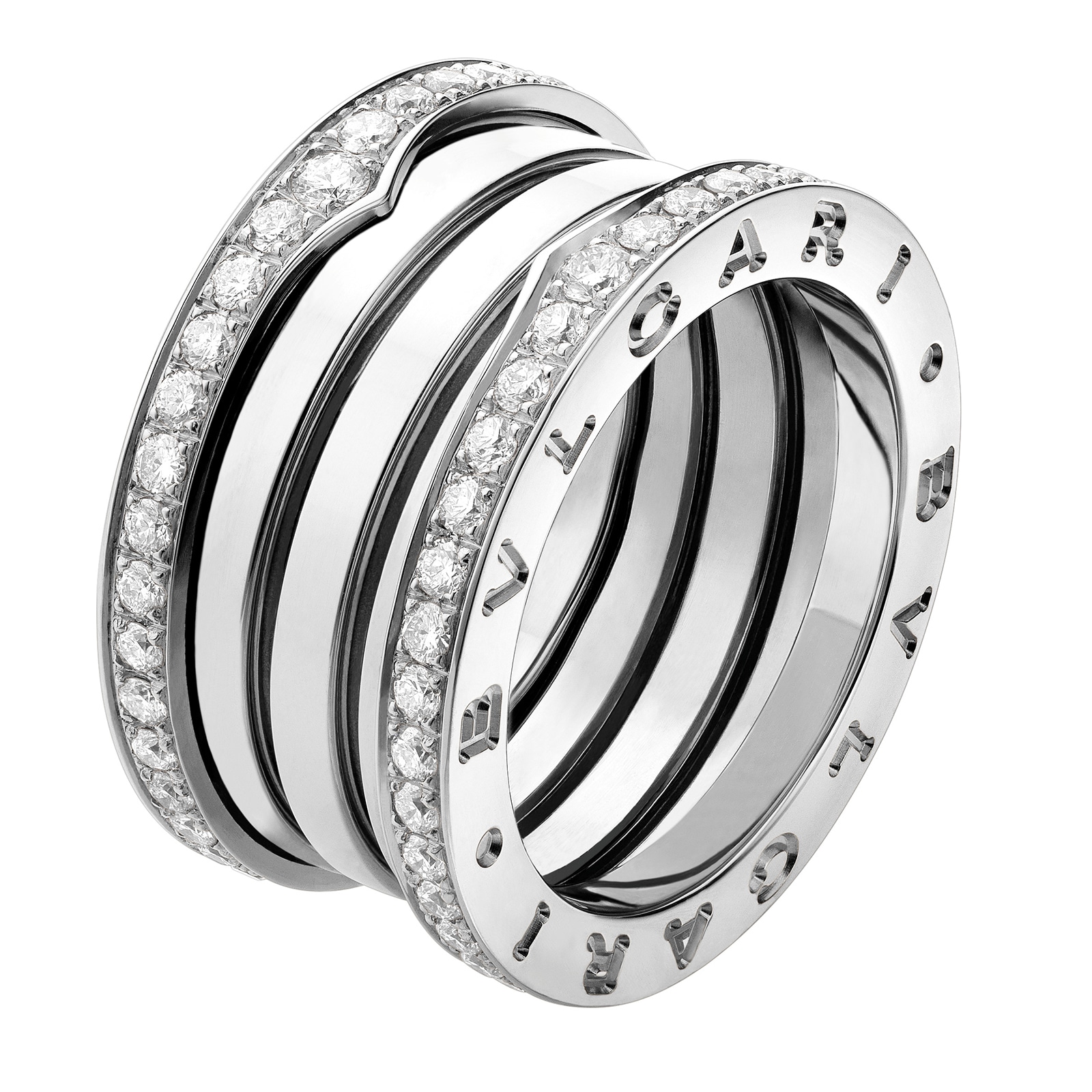 Bvlgari Jewelry 18k White Gold B.ZERO1 4 Band 1.24cttw Diamond - Size 6.5