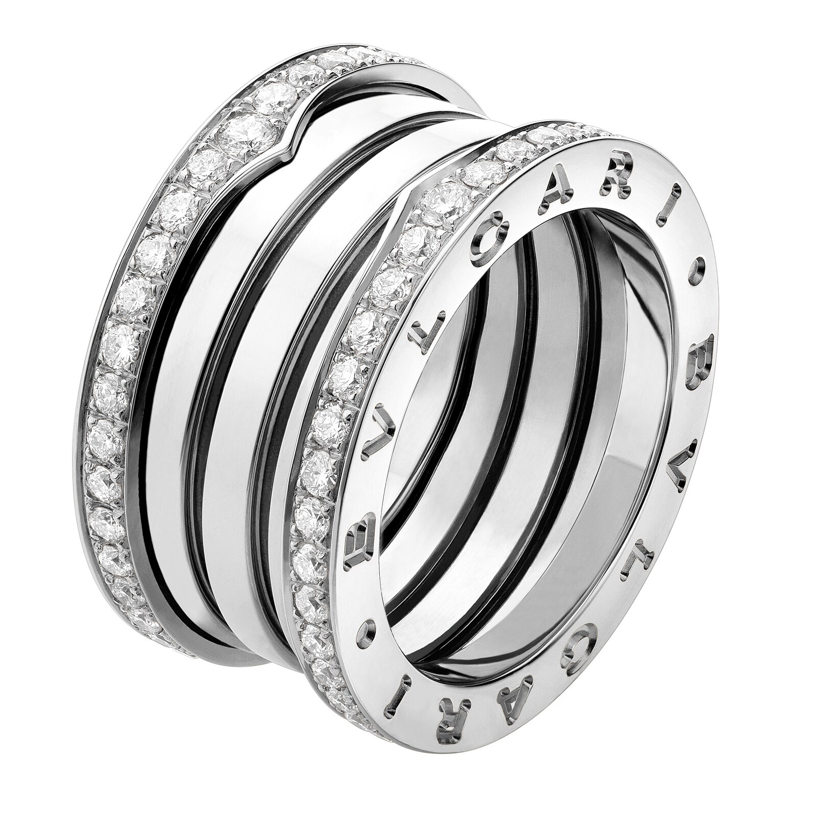 Bvlgari Jewelry 18k White Gold B.ZERO1 4 Band 1.24cttw Diamond - Size 6.5