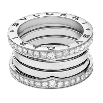 Bvlgari Jewelry 18k White Gold B.ZERO1 4 Band 1.24cttw Diamond - Size 6.5