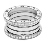 Bvlgari Jewelry 18k White Gold B.ZERO1 4 Band 1.24cttw Diamond - Size 6.5