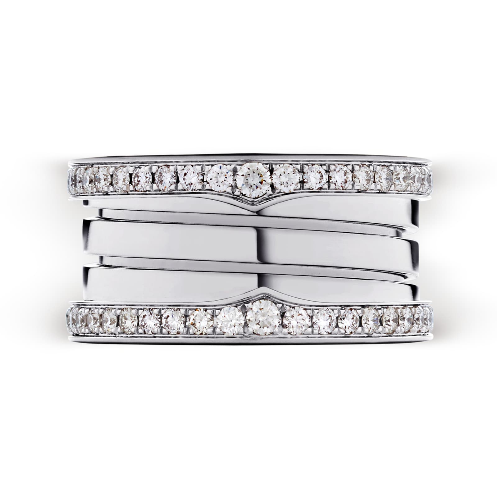 Bvlgari Jewelry 18k White Gold B.ZERO1 4 Band 1.24cttw Diamond - Size 6.5