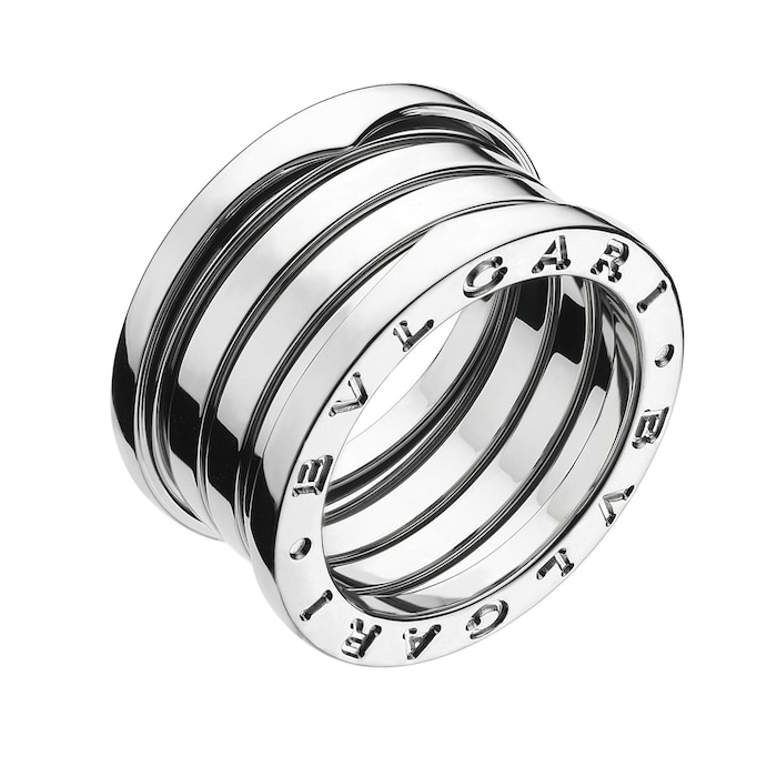 BVLGARI JEWELRY 18k White Gold B.ZERO1 4 Band Ring - Size 7