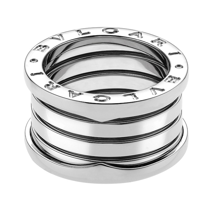 BVLGARI JEWELRY 18k White Gold B.ZERO1 4 Band Ring - Size 7