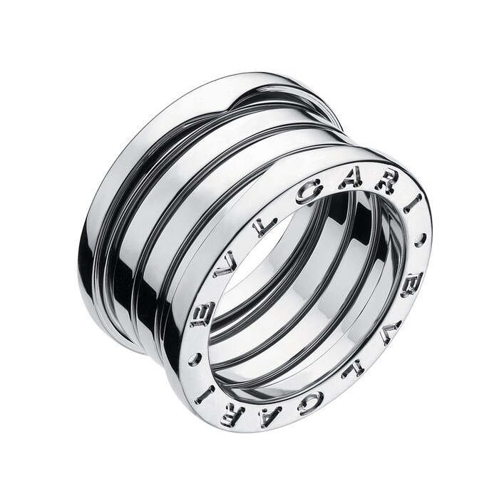 Bvlgari Jewelry 18k White Gold B.ZERO1 4 Band Ring - Size 6