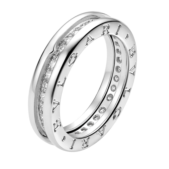 BVLGARI JEWELRY 18k White Gold B.ZERO1 1 Band 0.48cttw Diamond Ring - Size 6.25