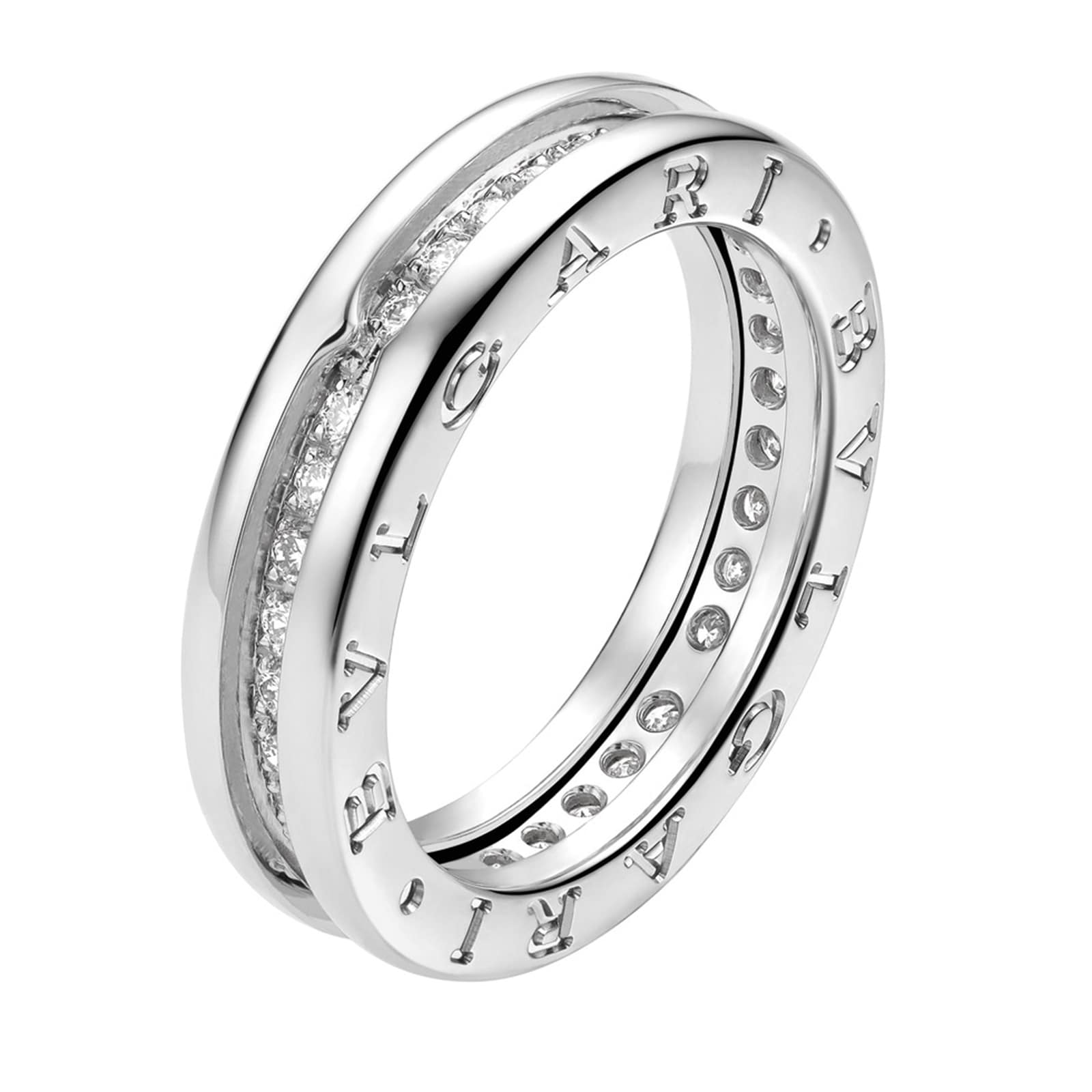BVLGARI JEWELRY 18k White Gold B.ZERO1 1 Band 0.48cttw Diamond Ring - Size 6.25