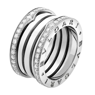 BVLGARI JEWELRY 18k White Gold B.ZERO1 4 Band 1.25cttw Diamond Ring - Size 6.25 BVLGARI JEWELRY 18k White Gold B.ZERO1 4 Band 1.25cttw Diamond Ring - Size 6.25