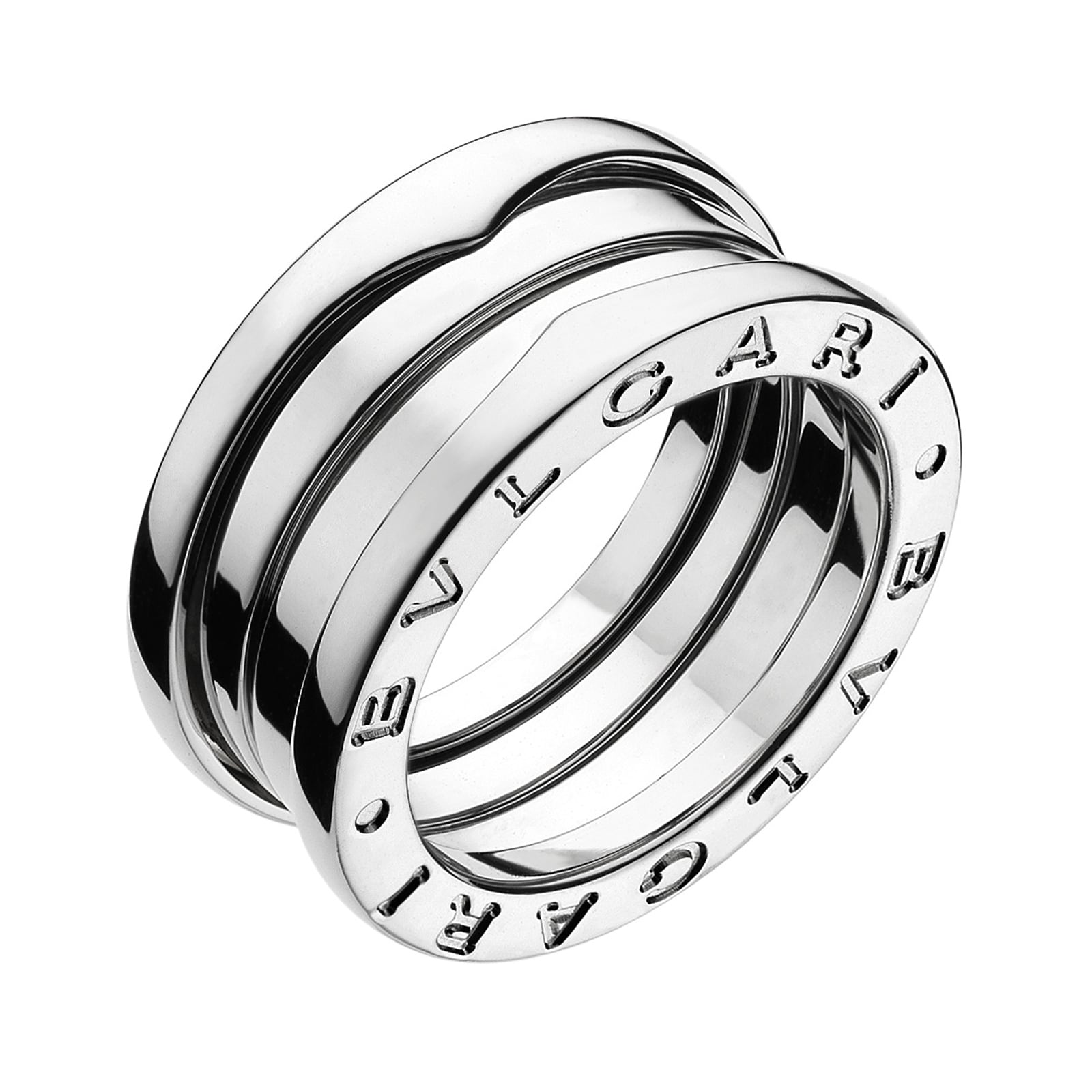 BVLGARI JEWELRY 18k White Gold B.ZERO1 3 Band Ring - Size 6.75