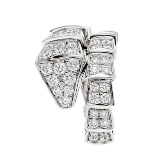 Bvlgari Jewelry 18k White Gold 1.96cttw Pave Diamond Serpenti Viper Ring Size Medium