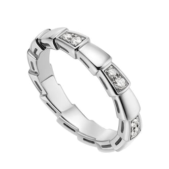BVLGARI JEWELRY 18k White Gold Serpenti 0.24cttw Diamond Ring - Size 6.5 BVLGARI JEWELRY 18k White Gold Serpenti 0.24cttw Diamond Ring - Size 6.5