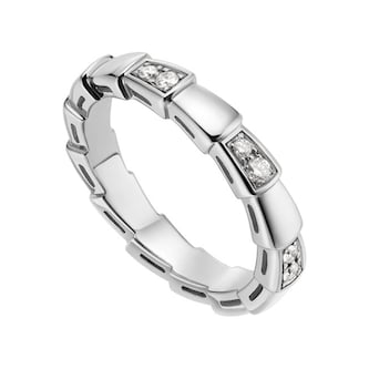 BVLGARI JEWELRY 18k White Gold Serpenti 0.24cttw Diamond Ring - Size 7 BVLGARI JEWELRY 18k White Gold Serpenti 0.24cttw Diamond Ring - Size 7