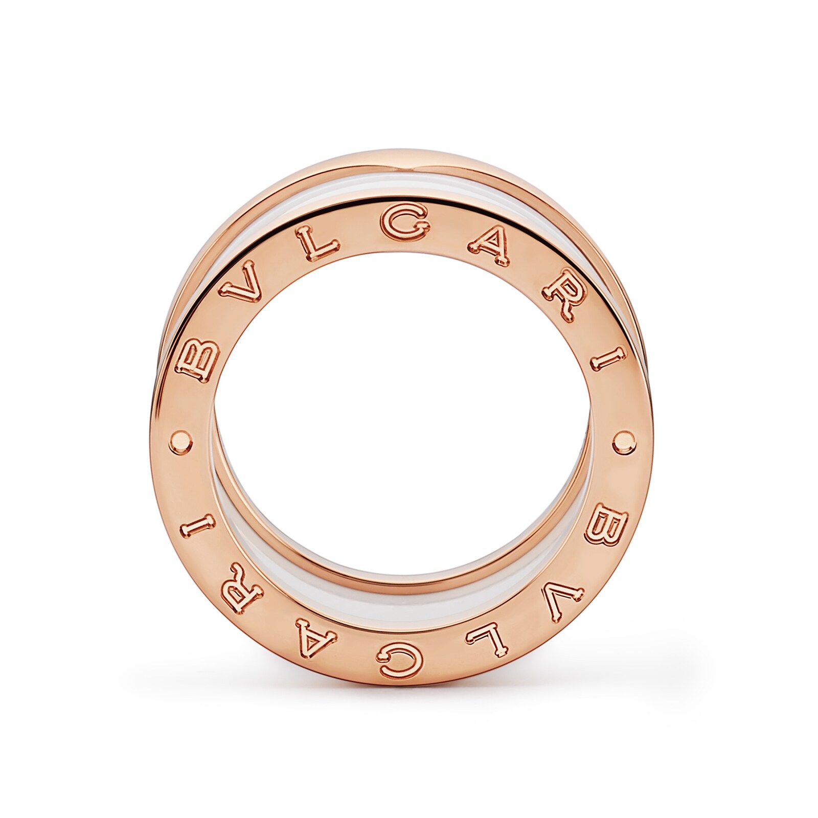 BVLGARI JEWELRY 18k Rose Gold B.ZERO1 White Ceramic Ring - Size 7