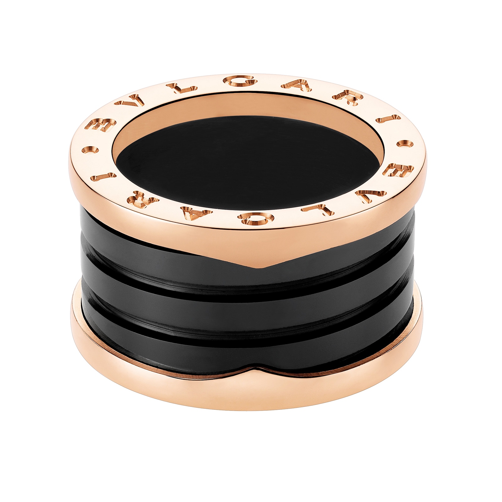 BVLGARI JEWELRY 18k Rose Gold B.ZERO1 Black Ceramic Ring - Size 6.5