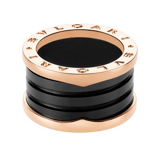BVLGARI JEWELRY 18k Rose Gold B.ZERO1 Black Ceramic Ring - Size 6.5