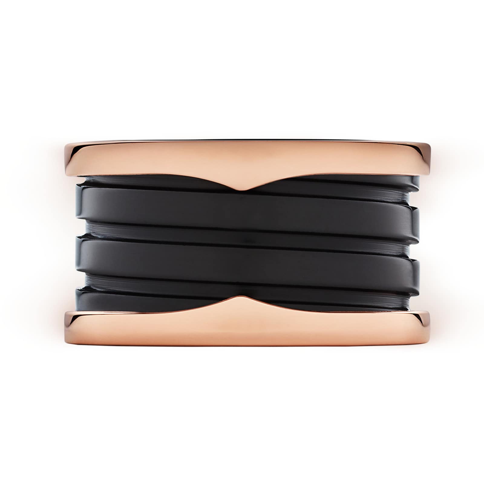 BVLGARI JEWELRY 18k Rose Gold B.ZERO1 Black Ceramic Ring - Size 6.5