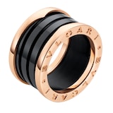 Bvlgari Jewelry 18k Rose Gold B.ZERO1 4 Band Black Ceramic Ring - Size 7.5