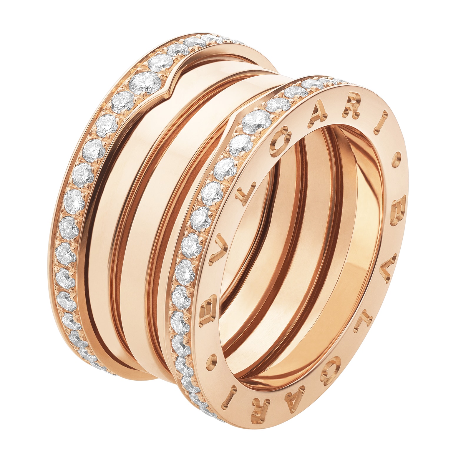 18k Rose Gold B.ZERO1 4 Band 1.30cttw Diamond Ring - Size 6.5