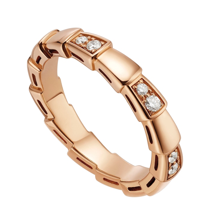 Bvlgari Jewelry 18k Rose Gold Serpenti Viper 0.24cttw Diamond Ring - Size 6.5