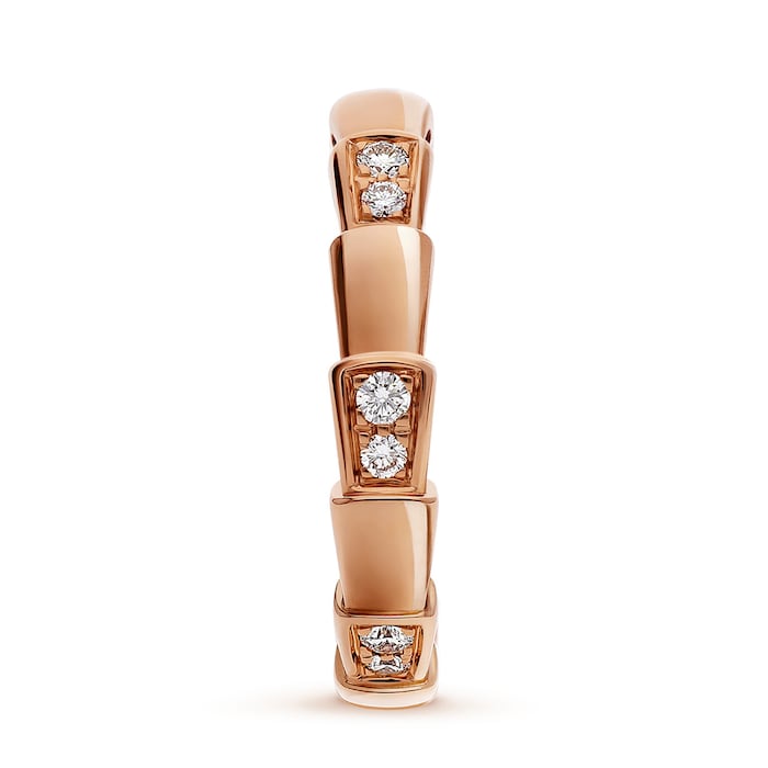 Bvlgari Jewelry 18k Rose Gold Serpenti Viper 0.24cttw Diamond Ring - Size 6.5